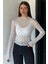 Kadın Dik Yaka Likralı Transparan Bluz P-00019006 1