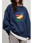Kadın Meyve Baskılı Içi Şardonlu Bisiklet Yaka Oversize Sweatshirt 1