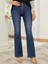 Kadın Yüksek Bel Önden Düğmeli Cep Detay Ispanyol Paça Denim Pantolon 3