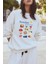 Kadın Içi Şardonlu Baskılı Oversize Sweatshirt 1