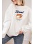 Kadın Premium Kumaş Şardonlu Baskılı Oversize Sweatshirt 1