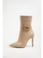 251414 Şık Tokalı Topuklu Bot Nude Deri 1
