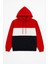 Erkek Kapüşonlu Cepli Içi Polarlı Parçalı Kırmızı Sweatshirt 1