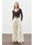 Geniş Pileli Gabardin Pantolon Ekru 4