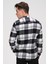 Erkek Siyah Beyaz Kareli Flanel Oduncu Kışlık Cepsiz Gömlek Overshirt 6