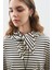 Şal Detaylı Çizgili Tshırt Siyah 6