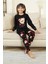 Kız Çocuk Ayıcık Baskılı %100 Pamuk Interlok Kumaş Pijama Takımı 12347 2