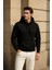 Erkek Kapüşonlu Içi Polarlı Siyah Sweatshirt 1