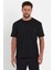 Unisex Düz Biskilet Yaka Oversize T-Shirt - Siyah 1