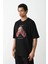 Unisex Baskılı Oversize T-Shirt - Siyah 1