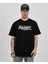 Unisex Bisiklet Yaka Baskılı Oversize T-Shirt - Siyah 1