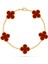 Van Cleef & Arpels Vintage Alhambra Bileklik, 5 Motif Yonca, Bordo Karnelyan 925 Ayar Gümüş 1
