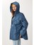 Kapüşonlu Kapitone Oversize Mont LFN0002 Indigo Mavi 4