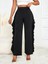 Kadın Yüksek Bel Yanları Volanlı Cepli Sandy Pantolon 1