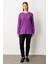 Kadın Büyük Beden Kendinden Desenli Triko Kazak 65329 Mor 3