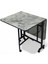 Demaz Serisi 1.sınıf 70x110 Gri Mermer Desen Açılabilir Katlanabilir Tekerlekli Masa Yemek Masası Siyah Metal Ayak 3