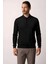 Siyah Standart Fit Dar Kalıp Polo Yaka Düz Uzun Kollu Triko 1