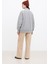 Oversize Yakası Fermuarlı Sweatshirt Gri Melanj 3
