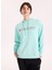 D5WL-SWT3608 Mint Kapüşon Yaka Relaxed Baskılı Kadın Sweatshırt 1