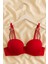 Taş Detaylı Kırmızı Push Up Sütyen Takımı 2