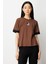 Kadın Önü Taşlı Sıfır Yaka Bluz 61331 Kahve-Siyah 1