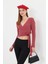 Kadın Kruvaze Uzun Kollu Bağlamalı Crop Top Bluz 2