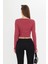 Kadın Kruvaze Uzun Kollu Bağlamalı Crop Top Bluz 5