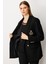Kadın Büyük Beden Cebi Armalı Ceket 5571 Siyah 3
