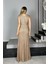 G1360 Drape Detaylı Payet Abiye Elbise Gold 2