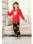 Kız Çocuk Ayıcık Baskılı %100 Pamuk Interlok Kumaş Pijama Takımı 12347 2