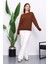 Kahverengi Bisiklet Yaka İki İplik Sweatshirt 2