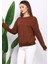 Kahverengi Bisiklet Yaka İki İplik Sweatshirt 3