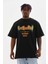 Unisex Baskılı Oversize T-Shirt - Siyah 1