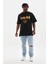 Unisex Baskılı Oversize T-Shirt - Siyah 6
