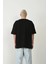 Unisex Baskılı Bisiklet Yaka Oversize T-Shirt - Siyah 2