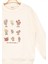 Kız Çocuk Sweatshirt Ekru Uzun Kollu Çiçek Desenli Çocuk Sweat 3