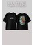 Frank Tasarım Sırt Baskılı Pamuk Siyah Oversize T-Shirt 1