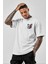 Unisex Baskılı Oversize T-Shirt - Beyaz 1