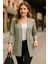 Kadın Büyük Beden Yeşil, Fermuar Süs Cep, Blazer Ceket 65N39051 2