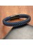 Mavi Siyah Deri Örgü Çelik Bileklik 9593B4D3 4