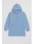 Kadın Kapüşonlu Cepli Mavi Tunik Sweatshirt 2