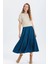 Süet A Kesim Midi Etek Mavi 4
