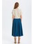 Süet A Kesim Midi Etek Mavi 5