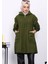 Yağ Yeşili Fermuarlı Cepli Buklet Kaban 3