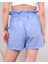 Kuşaklı Keten Şort Mavi S255265 2