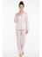 Luxury Viscose Pudra Pembe Minik Kalp Desenli Kadın Uzun Kollu Pijama Takımı – 42545 1