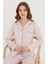 Luxury Viscose Pudra Pembe Minik Kalp Desenli Kadın Uzun Kollu Pijama Takımı – 42545 4