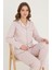 Luxury Viscose Pudra Pembe Minik Kalp Desenli Kadın Uzun Kollu Pijama Takımı – 42545 5