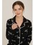 Luxury Viscose Siyah Love ve Kalp Desenli Kadın Uzun Kollu Pijama Takımı – 42572 2