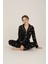 Luxury Viscose Siyah Love ve Kalp Desenli Kadın Uzun Kollu Pijama Takımı – 42572 4